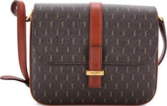 Saint Laurent Le Monogramme Monogram All Over Coated Canvas and Leather shoulder bag - Bruin