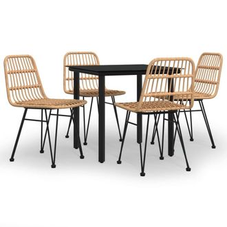 Berkfield Home 5 Piece Garden Dining Set Poly Rattan in Brown