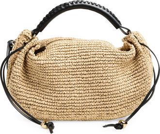 Madewell The Camren Gathered Shoulder Bag in Raffia in True Black Multi at Nordstrom