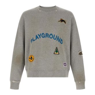 Song for the Mute Hoodies & sweatvesten, Heren, Grijs, XL, Playground Relaxed Pullover