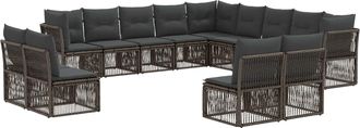 vidaXL Conjunto De Sof&aacute;s De Jard&iacute;n 13 Uds. Gris Rat&aacute;n Sint&eacute;tico Vidaxl