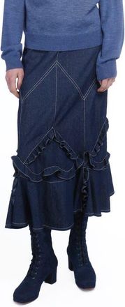 Anna Sui Denim Ruffle Maxi Skirt at Nordstrom, Size 6