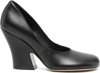 Dries Van Noten Black Leather Block Heel Shoes
