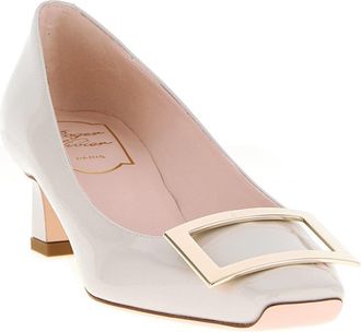 Roger Vivier Womens Trompette Pump White Calfskin Leather