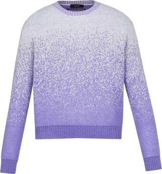 MCM Round-neck Knitwear, female, Purple, M, Cosmos Jacquard Knit Jumper