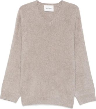 Soft Goat Geborstelde trui met V-hals - Beige