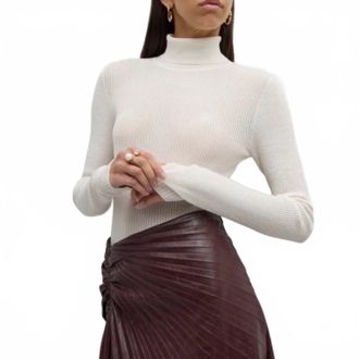 A.L.C. Jo Cotton-Blend Turtleneck Top In White