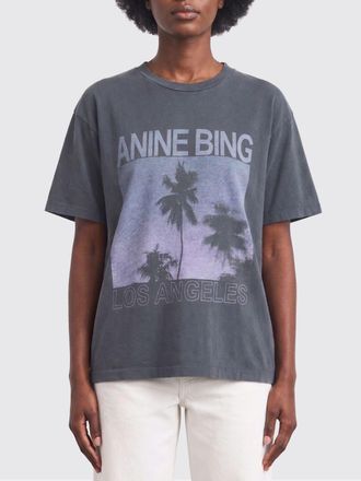 Anine Bing T-shirt in cotone con stampa tropicale e logo