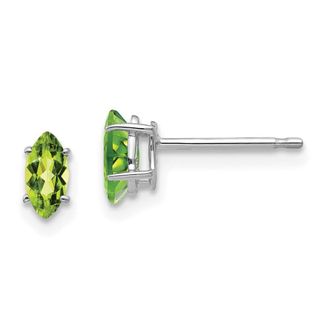Diamond2Deal 14k White Gold 6x3mm Marquise Peridot earring