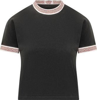 Versace Greca T-Shirt - Dames - T-shirts - Zwart - S - Katoen - Tops