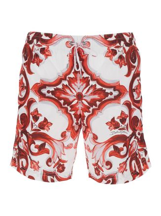 Dolce & Gabbana White Printed Swim Shorts