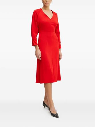 BOSS Jurk met V-hals en manchetten met knopen - Rood