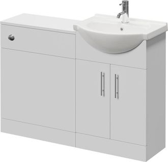 Alexander James Alexander James Cento Gloss White 1150mm 2 Door Vanity Unit Toilet Suite - 1150mm - Chrome 96mm Bar HandleWithout James Toilet Pan
