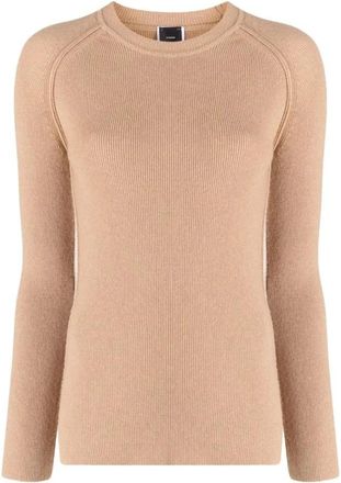 Pinko Sweatshirts - Dames - Ronde hals truien - Beige - XL - Wol - Truien & Vesten
