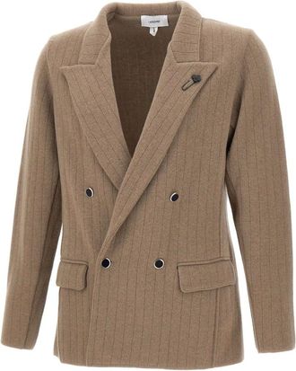 Lardini Jassen, Heren, Bruin, L, Wol, Double-breasted gebreid jasje