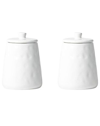 10 Strawberry Street Set Of 2 Artisan Angular Small Ceramic Canisters