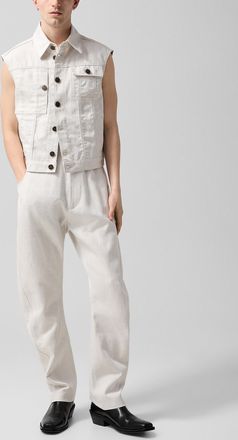 Vivienne Westwood Mens Oatmeal back buckle barrel-leg twill pant