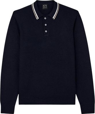 A|X Armani Exchange Maglione in maglia ispirazione polo - - Knitwear - Uomo - Blu - L