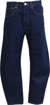 Toteme High-Rise Barrel-Leg Jeans in Navy Blue Denim