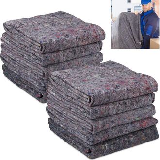 Relaxdays Relaxdays - Pack 10 Fieltros Protectores Mudanzas, Mantas Transporte O Almacenaje, Material Reciclado, 150 X 200 Cm, Gris