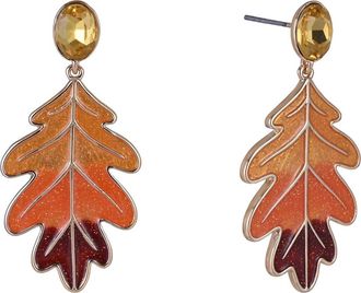 Hallmark Glitter Enamel Oak Leaf Earrings in Orange at Nordstrom
