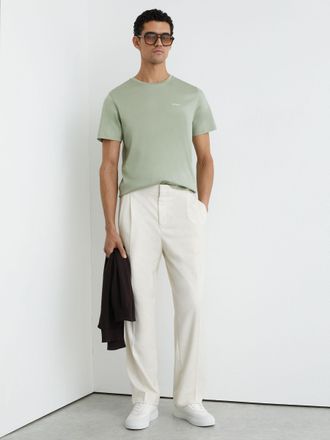 Reiss Sage Green Cotton Logo Crew-neck T-shirt, Xxl