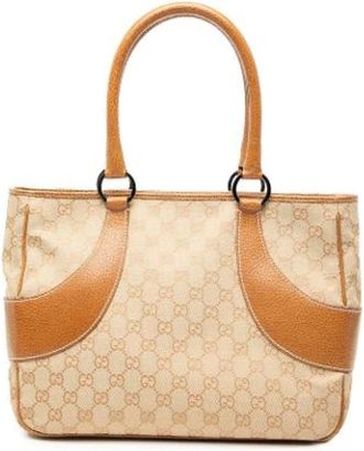 Gucci Pre-owned Handbags, female, Beige, Size: ONE SIZE Pre-owned Canvas Tote