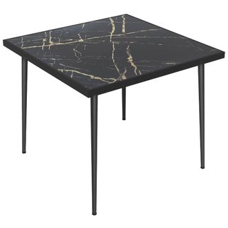 OUTSUNNY Outdoor Dining Table for 4 with Marble Effect Tempered Glass Top Black | TJ Hughes