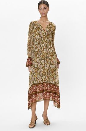 Rebecca Taylor Isha Long Sleeve Dress in Pesto Combo at Nordstrom, Size X-Small