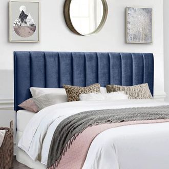 Casa Solace Blue Plush King 26 inch Strutted Headboard