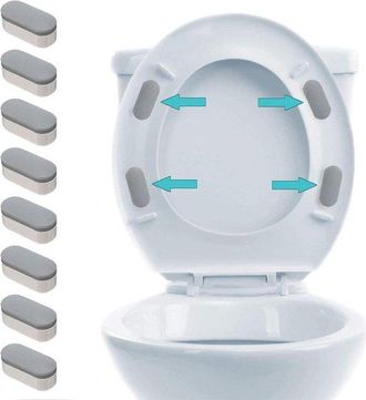 No Brand Juego De 8 Protectores Universales Para Asientos De Inodoro, Altura Ajustable, Adhesivo Fuerte, Dos Tama&ntilde;os, Para Inodoros Inteligentes, Hogares, Hote
