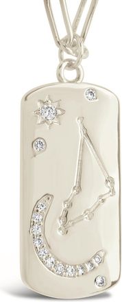 Sterling Forever CZ Constellation Dog Tag Pendant Necklace
