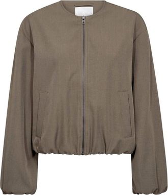 Co'Couture Luna CC Balloon Zip Jacket - Dames - Zomerjassen - Bruin - XL - Polyester - Jassen