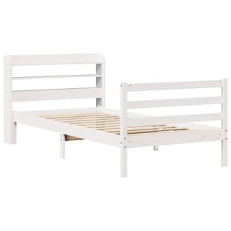 Berkfield Home Beautiful Bed Frame with Headboard without Mattress White 90x190 | Size: Single