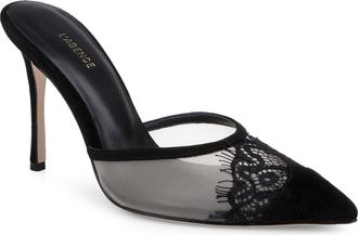 L'agence Semois Pointed Toe Mule in Black Lace at Nordstrom, Size 7.5