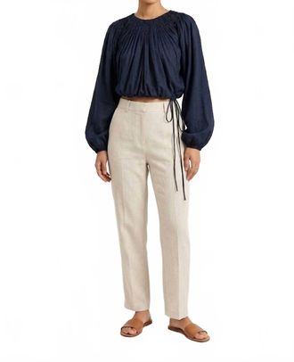 Merlette Lotus Smocked Cropped Top In Navytop