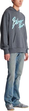 Balmain Printed hoodie in Grey at Nordstrom, Size Xx-Large