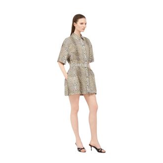 Roberto Cavalli Short Dresses, female, Black, Size: XS Pop Jaguar Print Mini Dress