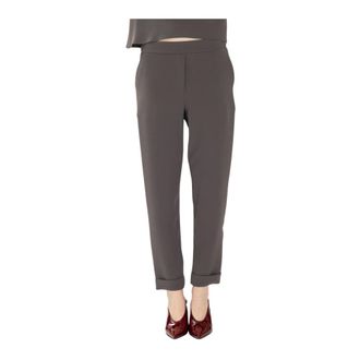 P.A.R.O.S.H. P.a.r.o.s.h. - Pantalon van cady met elastische sigaretten tailleband - Dames - Broeken - Grijs - Maat: XL