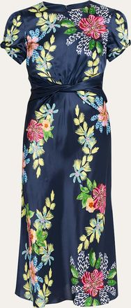Saloni Gwen Floral Silk-Blend Dress