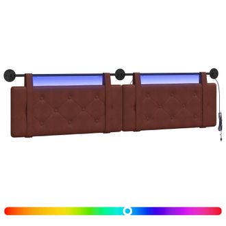 vidaXL Cabecero Colgante Con Luz Led Marr&oacute;n Brillante Pu Antiguo Vidaxl