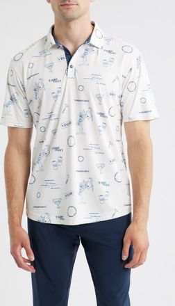 Swannies Roman Icon Print Performance Golf Polo in Vintage White at Nordstrom, Size Xx-Large