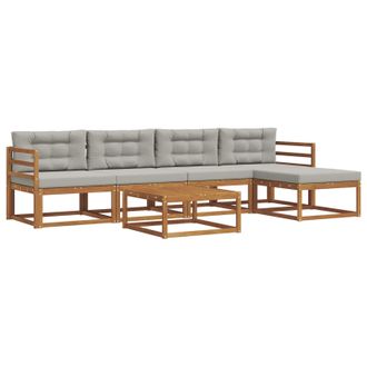 vidaXL Conjunto De Sof&aacute;s De Exterior 6 Pcs Gris Natural Y Claro Vidaxl