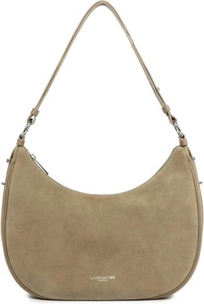 Lancaster Ritssluiting Su&egrave;de Schoudertas Zand - Dames - Schoudertassen - Beige - ONE Size - Su&egrave;de - Tassen
