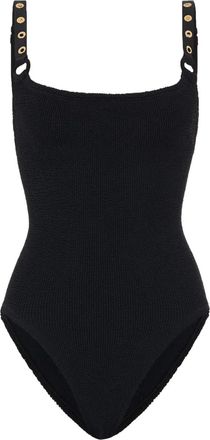 Hunza G Melody eyelet-detail swimsuit - Black