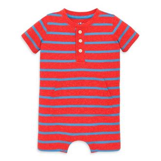 primary Baby Heathered Henley Shortie In Stripe in Poppy Blueberry Stripe at Nordstrom, Size 18-24M