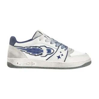 Enterprise Japan Sneakers, male, White, 6 UK, White Trainers with Blue Details