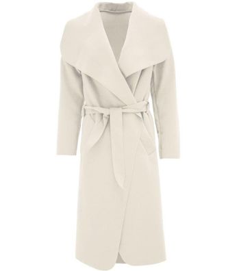 Generic New Ladies Kim Kardashian Inspired Oversized Waterfall Belted Coat Jacket Cream
