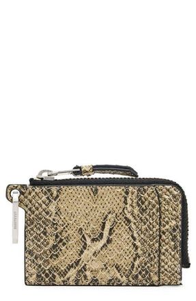 AllSaints Remy Snakeskin Embossed Leather Wallet in Desert White at Nordstrom