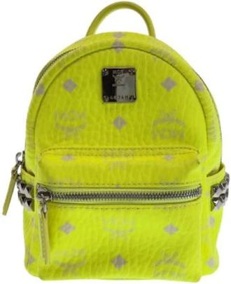 MCM Pre-owned Backpacks, female, Yellow, Size: ONE SIZE Pre-owned Visetos Leather Backpack